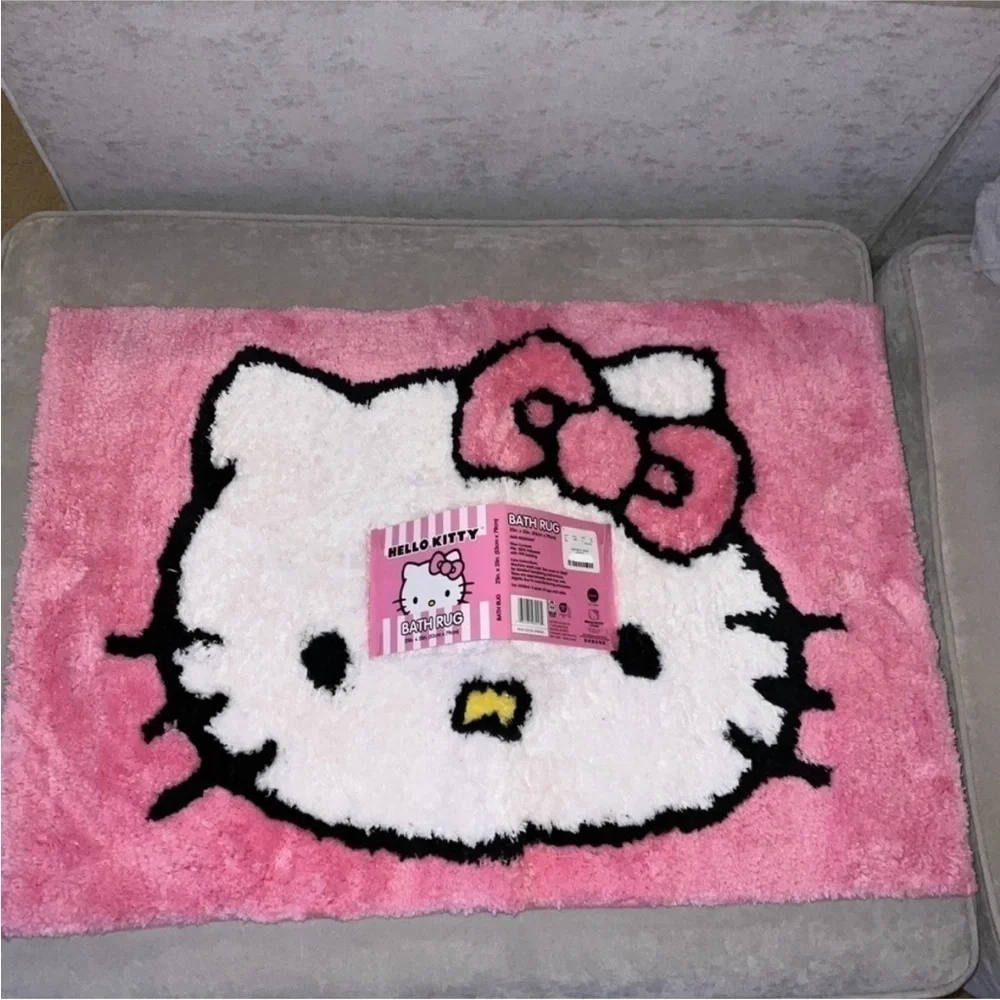 Hello Kitty Pink and White Face Bath Mat with Bow